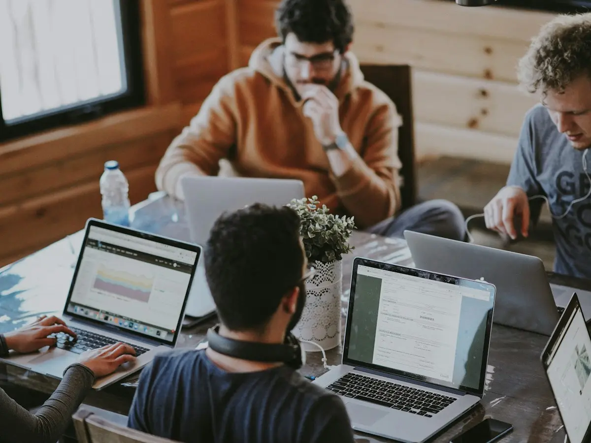 Business team communicating, illustrating IP and VoIP services